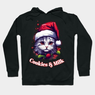 Cookies & Milk - Christmas Cat - Winter Holiday Hoodie